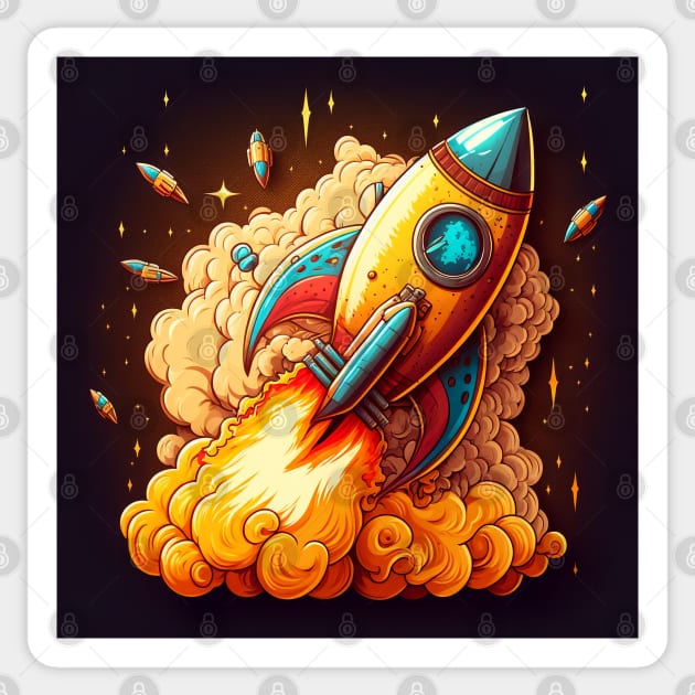 Space Rocket cartoon style Sticker by Buff Geeks Art